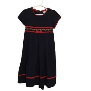 Vintage Rare Editions Navy Red Heart Embroidered Long Dress 5